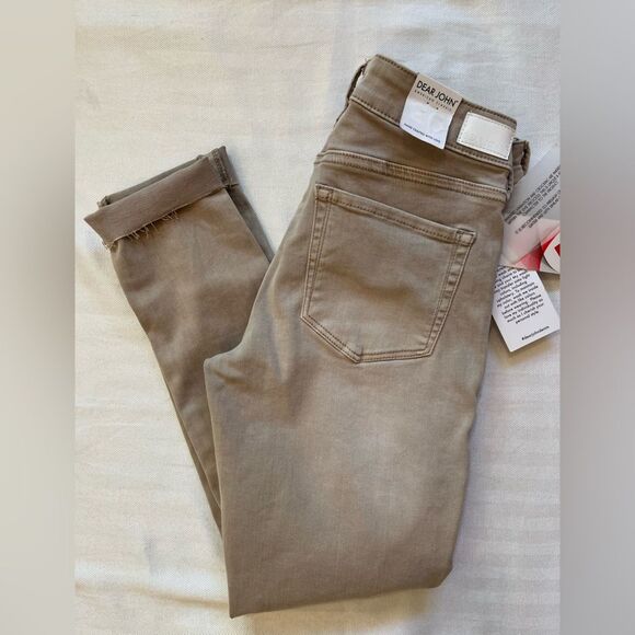 Dear John skinny stretch denim distressed jeans, NWT size 26, tan beige color. - Picture 7 of 7